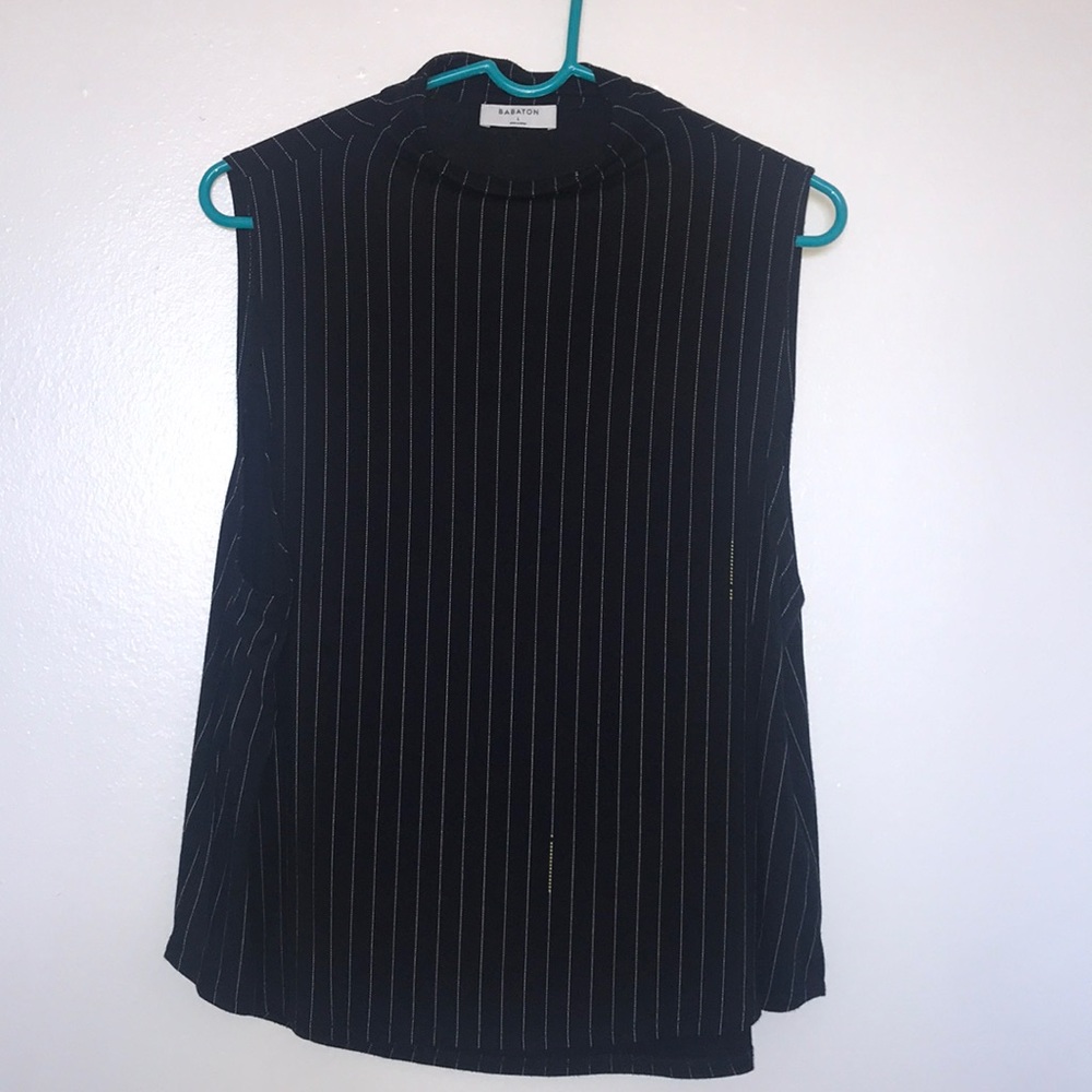 Aritzia Babaton Mock Neck Stripe Top